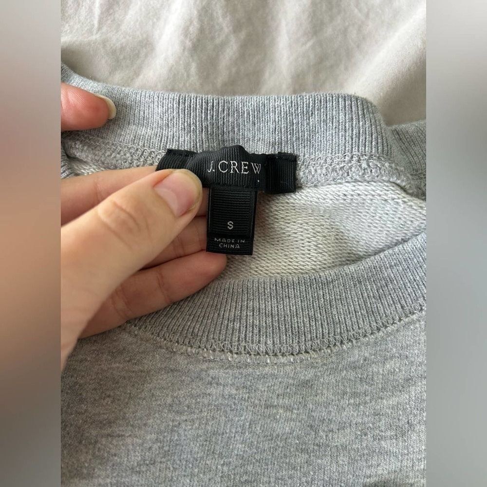 J. Crew EUC Gray Sweatshirt Top with Pom Poms Size S Crew Neck - Picture 4 of 7